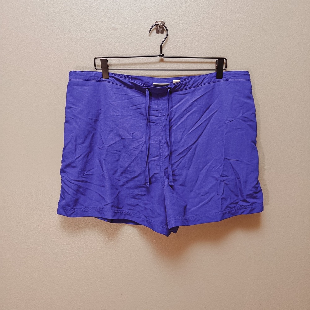 LL Bean Womens Active Swim Shorts XL Purple Nylon Mesh Lined Drawstring